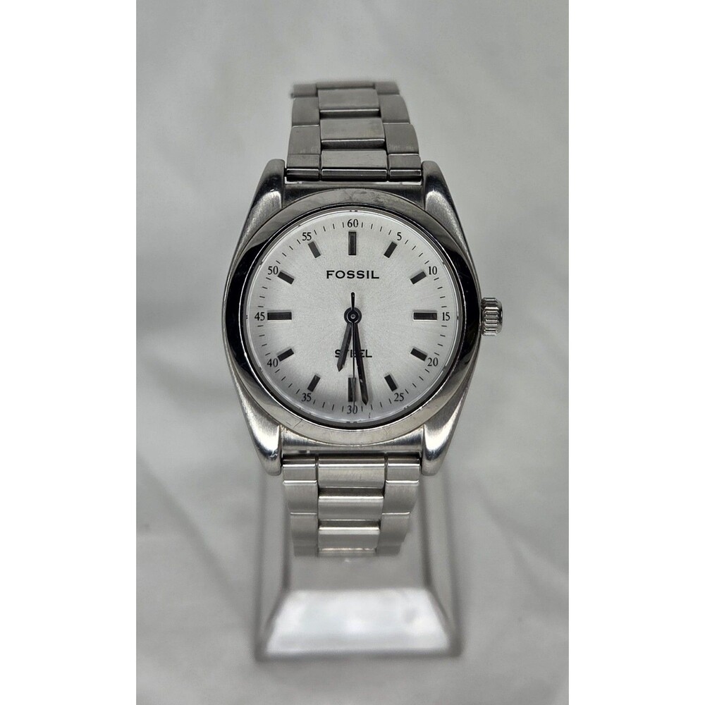 Vtg Fossil Steel Watch FS-2511 Mens 33mm Case Quartz Analog w/ New Battery